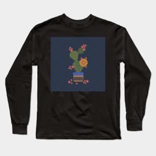 Triangles on the Diagonal - Nightime Cactus Long Sleeve T-Shirt